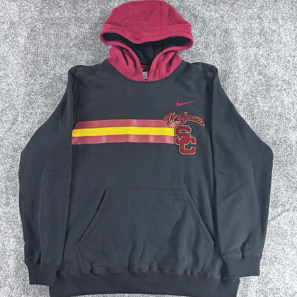 Vintage Y2K USC Trojans Nike Swoosh Pullover Hoodie Mens M Black NWT